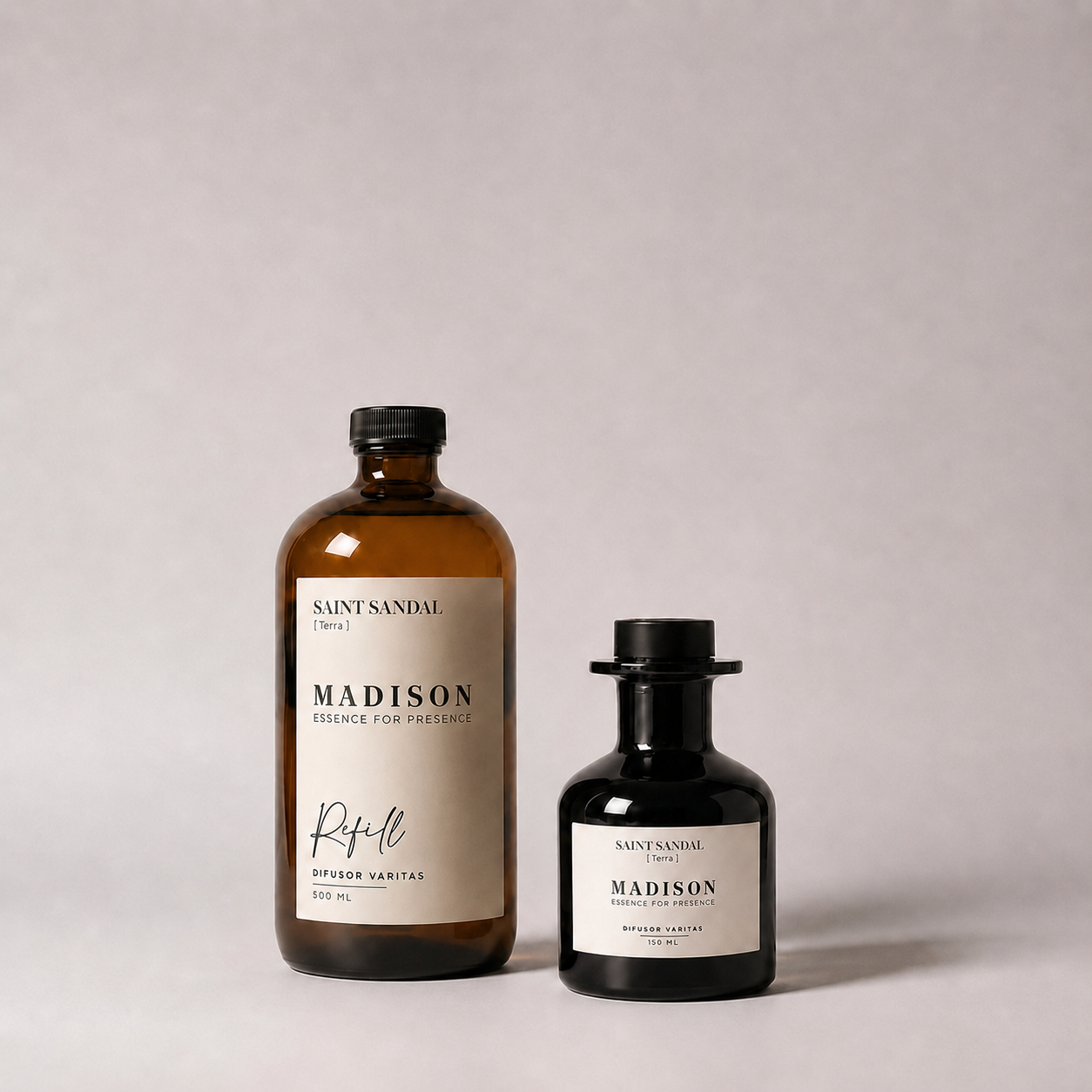Pack Difusor Varitas 150 ml <br> Saint Sandal Negro + Refill 500 ml