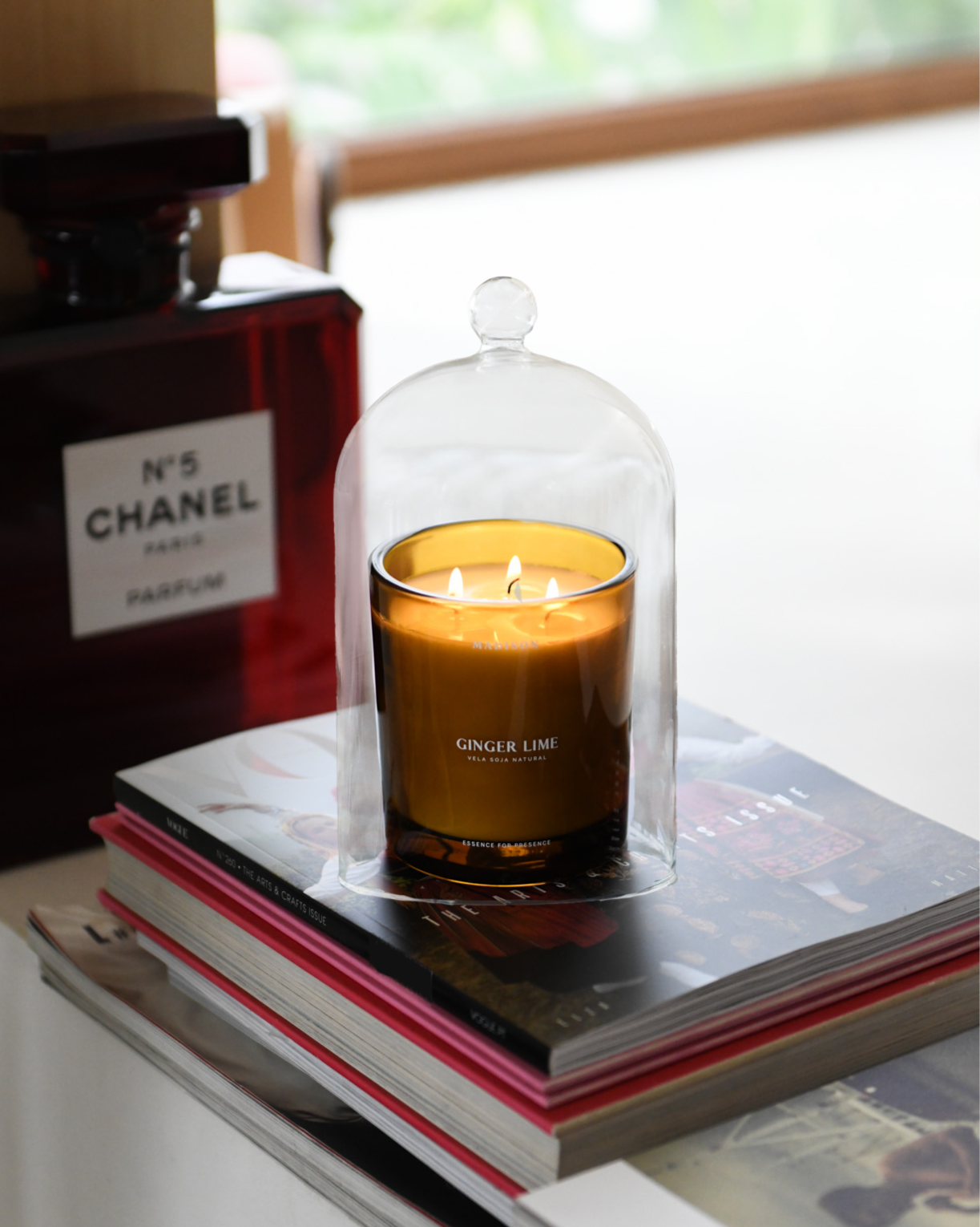 Pack Vela de Soja Natural 370 gr Fig Bliss <br> + Fanal de vidrio