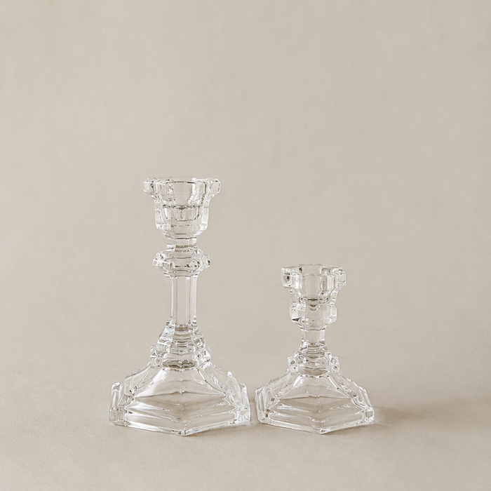 Set 2 Candelabros Vidrio Transparente