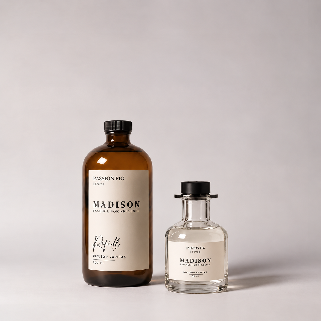 Pack Difusor Varitas 150 ml <br> Passion Fig Transparente + Refill 500 ml