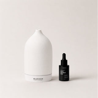 Pack Home Diffuser Blanco <br> + Aceite Fragancia 30 ml Black Cedar