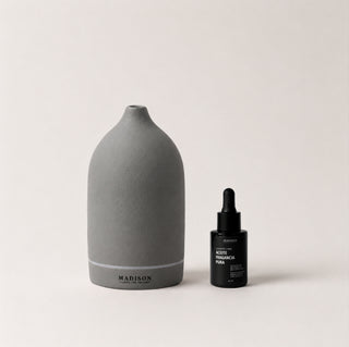 Pack Home Diffuser Gris + <br> Aceite Fragancia 30 ml Ginger Lime