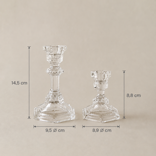 Set 2 Candelabros Vidrio Transparente